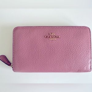 Coach Pink Leather Zip Around Wallet - Like New